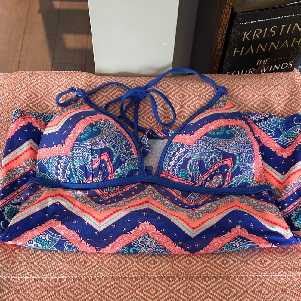 Arizona Love Blue and Pink Paisley Bikini Top